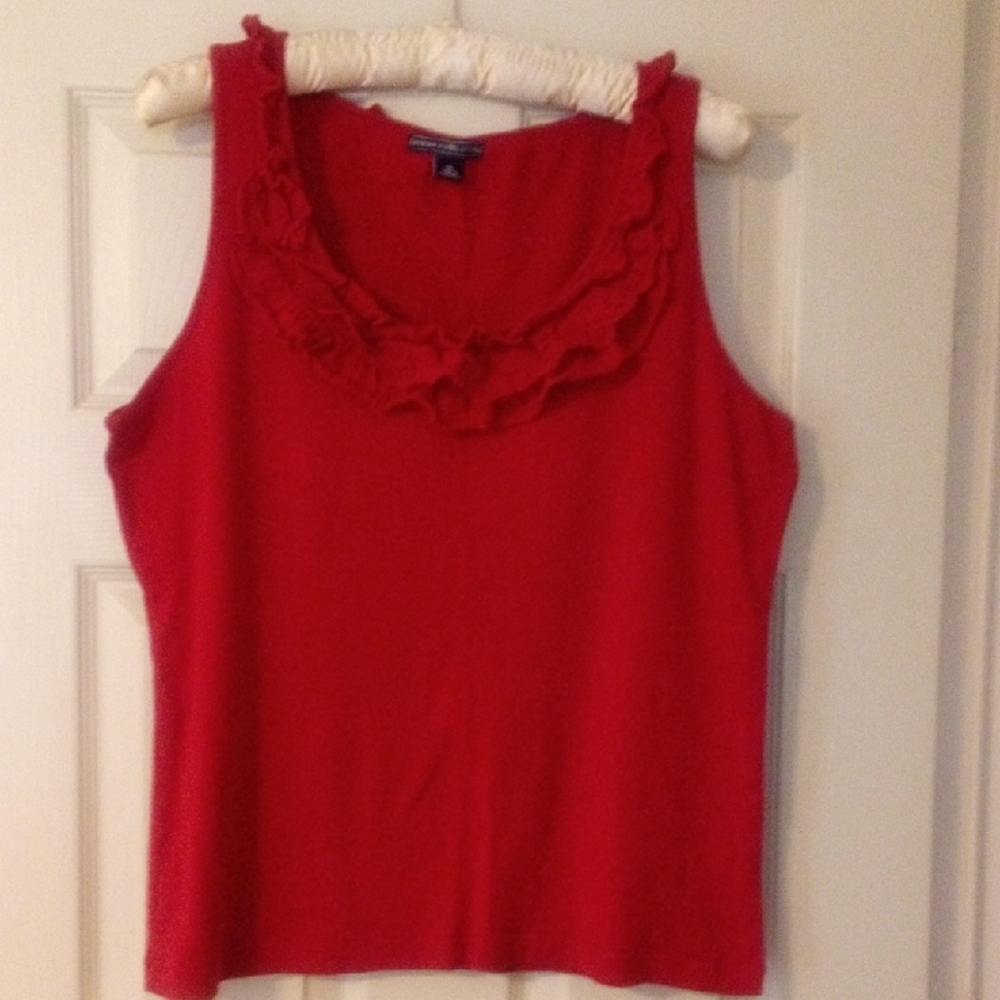 American Living Red Ruffle Tank Top